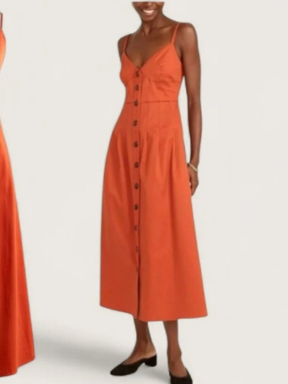 J Crew Button Front Stretch Twill Midi Dress Tailored Darted V Neck - Picture 3 of 12